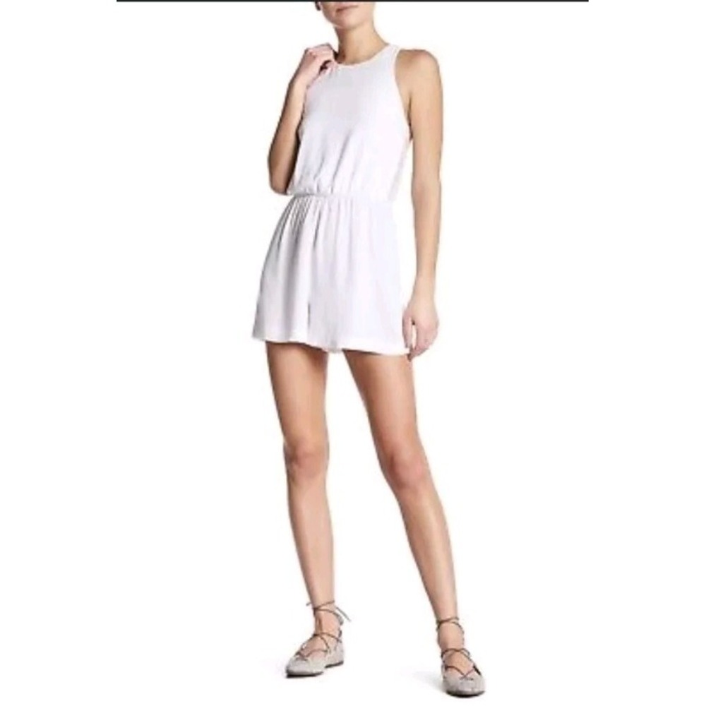 Alice + Olivia Air White Sleeveless Open Back Elastic Waist Romper Size 8